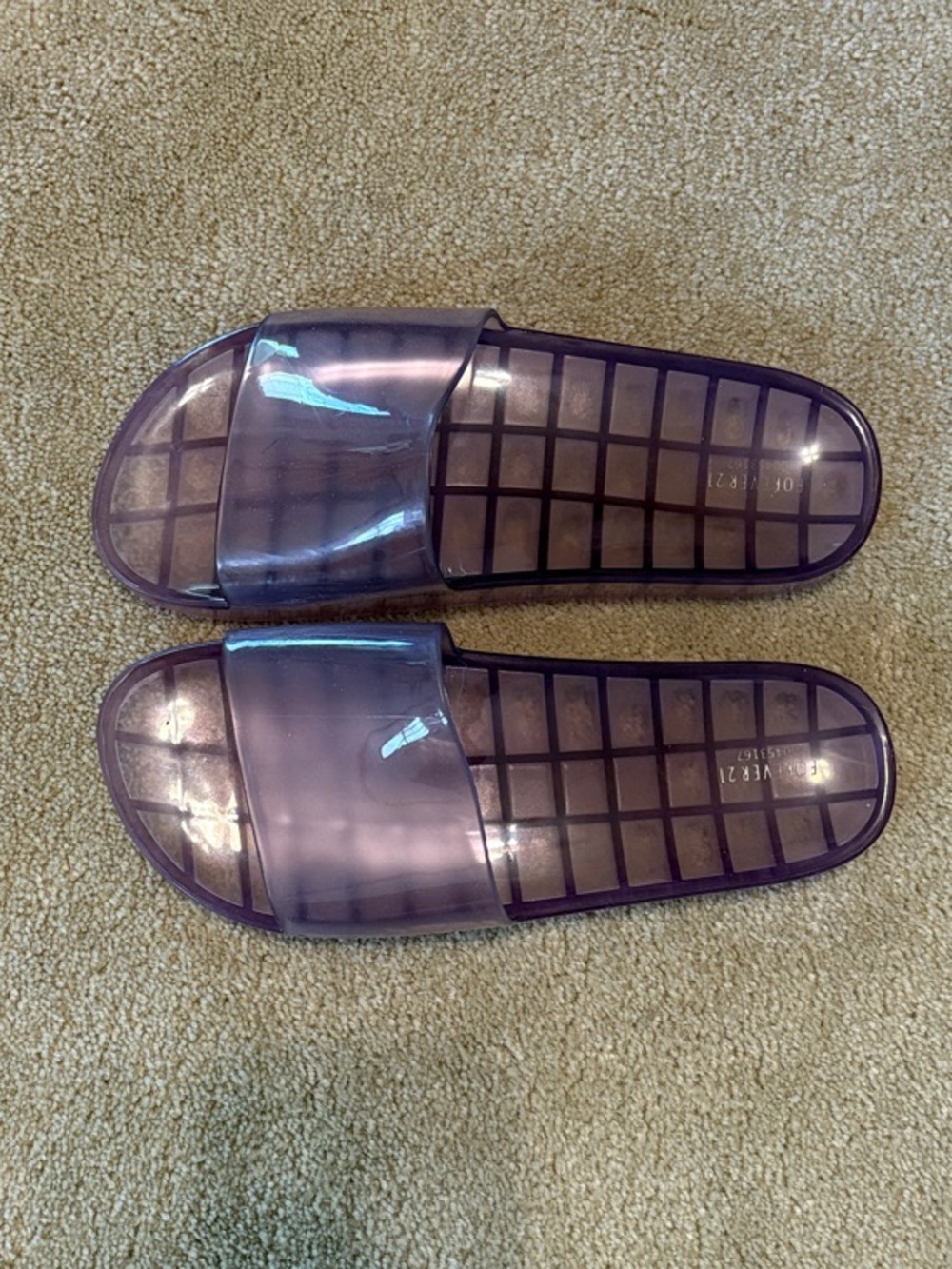 Forever 21 Clear Purple Transparent Slide Sandals